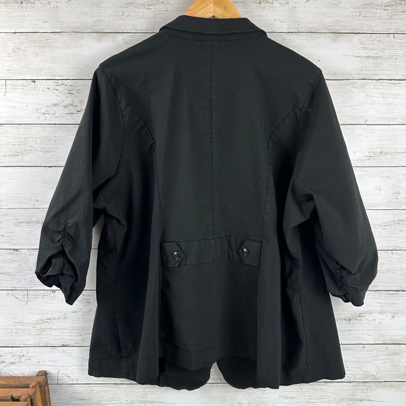 Torrid Stretch Blazer Womens Size 4 Studio Lexington Millennium Black Ruched - Picture 5 of 11